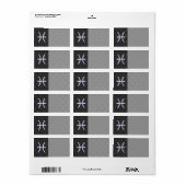 Pisces Zodiac Sign on Carbon Fiber Print Etiket (Full Sheet)