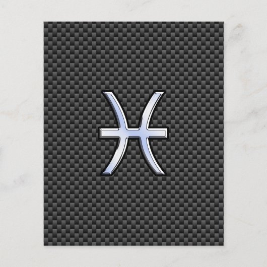 Pisces Zodiac Sign on Carbon Fiber Print Flyer (Voorkant)