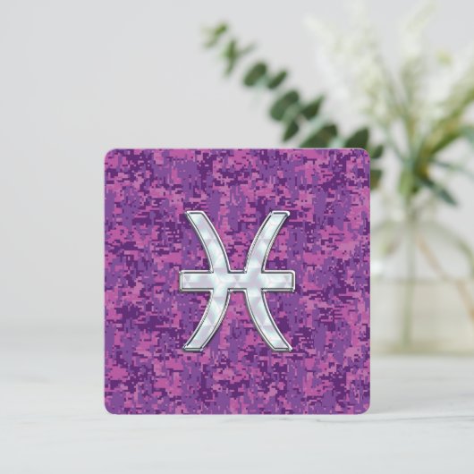 Pisces Zodiac Sign on Fuchsia Digital Camo (Staand voorkant)