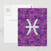 Pisces Zodiac Sign on Fuchsia Digital Camo Briefkaart (Voorkant / Achterkant)