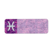 Pisces Zodiac Sign on Fuchsia Digital Camo Etiket (Voorkant)