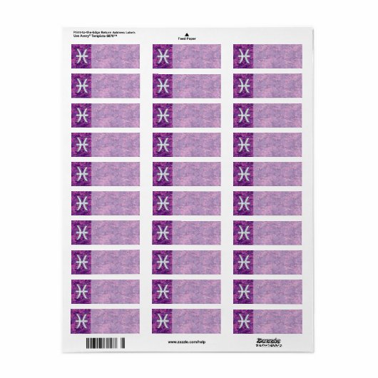 Pisces Zodiac Sign on Fuchsia Digital Camo Etiket (Full Sheet)