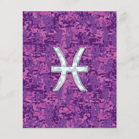 Pisces Zodiac Sign on Fuchsia Digital Camo Flyer (Voorkant)