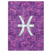 Pisces Zodiac Sign on Fuchsia Digital Camo Klembord (Achterkant)