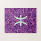 Pisces Zodiac Sign on Fuchsia Digital Camo Legpuzzel (Horizontaal)