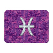Pisces Zodiac Sign on Fuchsia Digital Camo Magneet (Horizontaal)