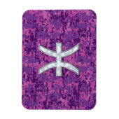Pisces Zodiac Sign on Fuchsia Digital Camo Magneet (Verticaal)