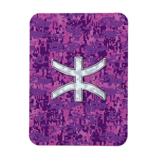Pisces Zodiac Sign on Fuchsia Digital Camo Magneet (Verticaal)