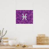 Pisces Zodiac Sign on Fuchsia Digital Camo Poster (Keuken)