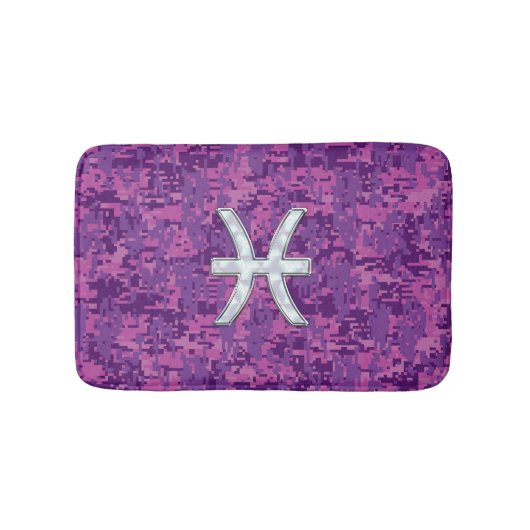 Pisces Zodiac Sign on Fuchsia Pink Digital Camo Badmat (Voorkant)