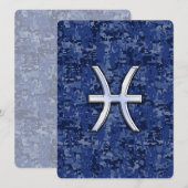 Pisces Zodiac Sign on Navy Blue Digital Camo (Voorkant / Achterkant)