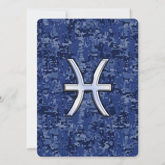 Pisces Zodiac Sign on Navy Blue Digital Camo (Voorkant)