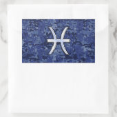 Pisces Zodiac Sign on Navy Blue Digital Camo Decor Rechthoekige Sticker (Tas)