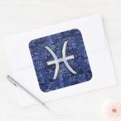 Pisces Zodiac Sign on Navy Blue Digital Camo Decor Vierkante Sticker (Envelop)