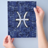 Pisces Zodiac Sign on Navy Blue Digital Camo Flyer (Hand)