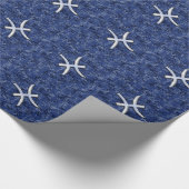 Pisces Zodiac Sign on Navy Blue Digital Camouflage Cadeaupapier (Hoek)