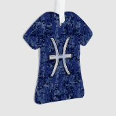 Pisces Zodiac Sign on Navy Blue Digital Camouflage Ornament (voorkant)