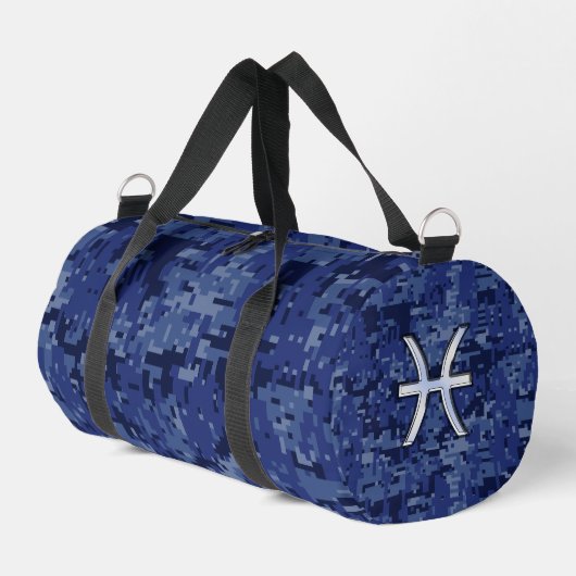 Pisces Zodiac Sign on Navy Blue Digital Camouflage Plunjezak (Linkerhoek)