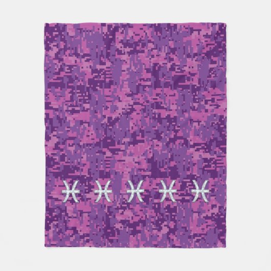 Pisces Zodiac Sign on Pink Digital Camo Fleece Deken (Voorkant)