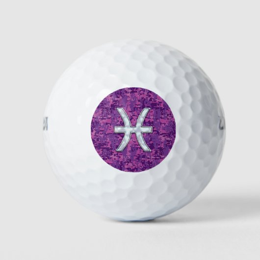 Pisces Zodiac Sign on Pink Digital Camo Golfballen (Voorkant)