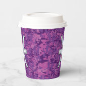 Pisces Zodiac Sign on Pink Digital Camo Papieren Bekers (Links)