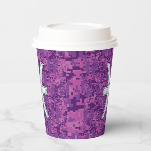 Pisces Zodiac Sign on Pink Digital Camo Papieren Bekers (Links)