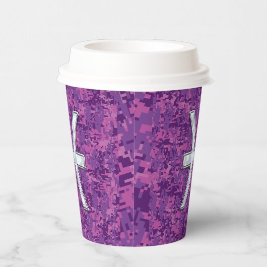 Pisces Zodiac Sign on Pink Digital Camo Papieren Bekers (Rechts)