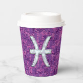 Pisces Zodiac Sign on Pink Digital Camo Papieren Bekers (Voorkant)