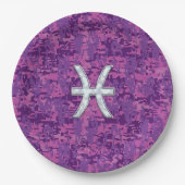 Pisces Zodiac Sign on Pink Digital Camo Papieren Bordje (Voorkant)