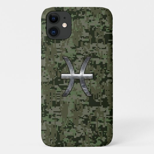 Pisces Zodiac Sign on Woodland Camouflage Case-Mate iPhone Case (Achterkant)