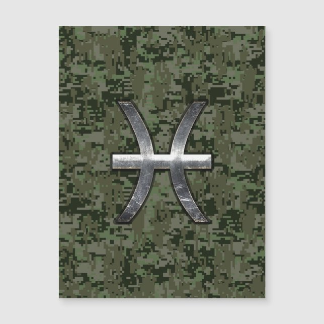 Pisces Zodiac Sign on Woodland Digital Camo (Voorkant)