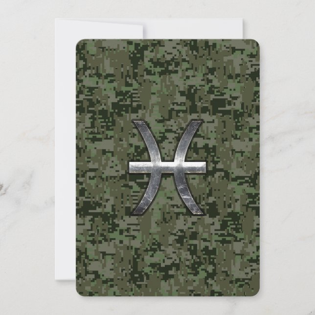 Pisces Zodiac Sign on Woodland Digital Camouflage (Voorkant)