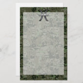 Pisces Zodiac Sign on Woodland Green Digital Camo Briefpapier (Voorkant / Achterkant)