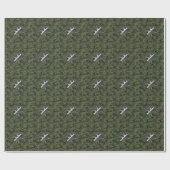 Pisces Zodiac Sign on Woodland Green Digital Camo Cadeaupapier (Vlak)
