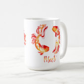 Pisces zodiac sign red orange glitter fish koffiemok (Voorkant rechts)