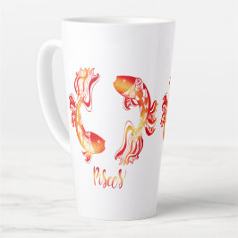 Pisces zodiac sign red orange glitter fish Zodiac Latte Mok