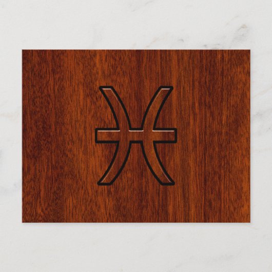 Pisces Zodiac Sign Rich Mahogany wood grain style Briefkaart (Voorkant)
