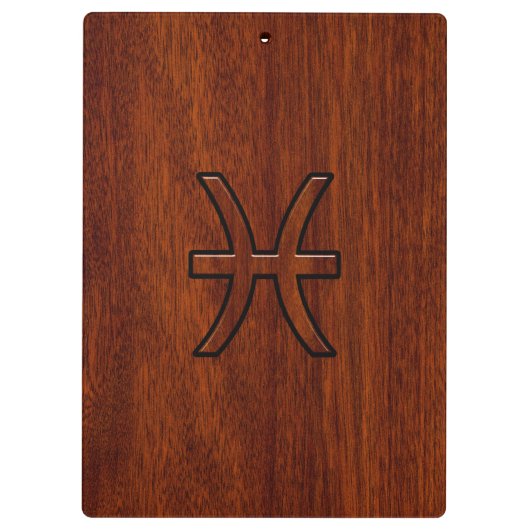 Pisces Zodiac Sign Rich Mahogany wood grain style Klembord (Achterkant)