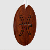 Pisces Zodiac Sign Rich Mahogany wood grain style Ornament (voorkant)