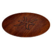 Pisces Zodiac Sign Rich Mahogany wood grain style Snijplank (Hoek)