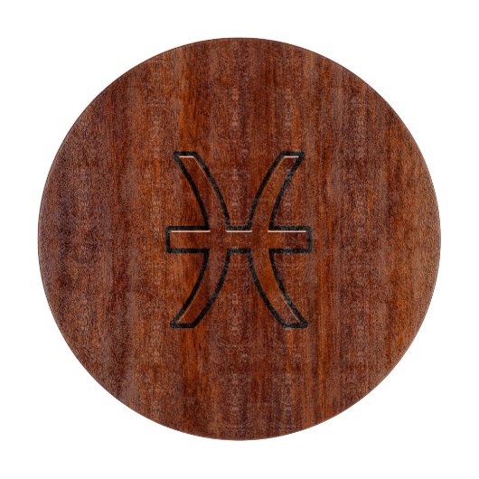 Pisces Zodiac Sign Rich Mahogany wood grain style Snijplank (Voorkant)