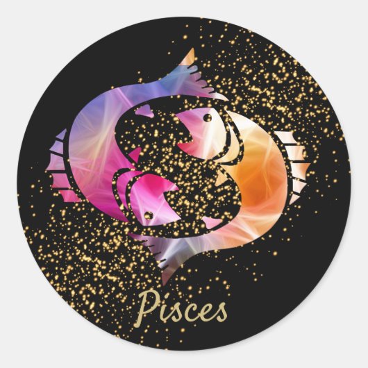 Pisces - Zodiac Sign Ronde Sticker (Voorkant)