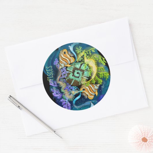 Pisces Zodiac Sign Ronde Sticker (Envelop)