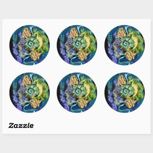 Pisces Zodiac Sign Ronde Sticker (Vel)