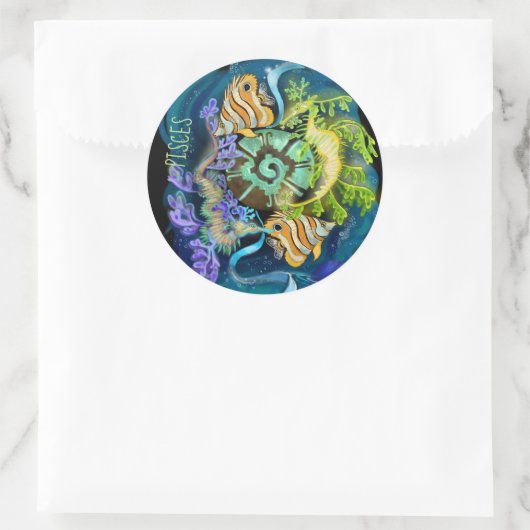 Pisces Zodiac Sign Ronde Sticker (Tas)
