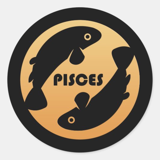 Pisces Zodiac Sign Ronde Sticker (Voorkant)