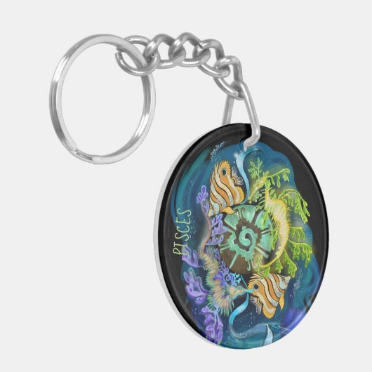 Pisces Zodiac Sign Sleutelhanger (Voorkant Links)