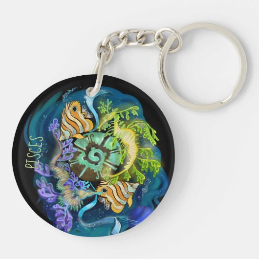 Pisces Zodiac Sign Sleutelhanger (Achterkant)