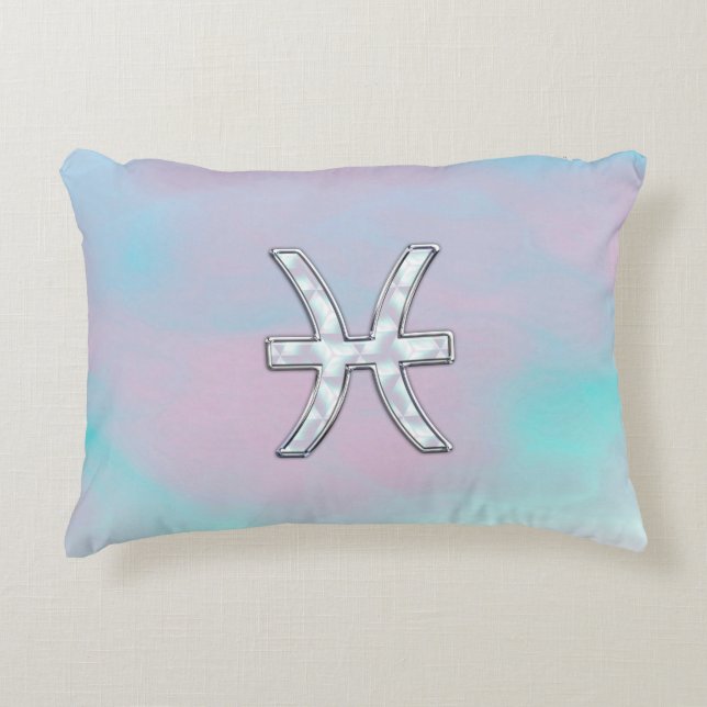 Pisces Zodiac Sign Stylish Moeder van Pearl Decoratief Kussen (Voorkant)