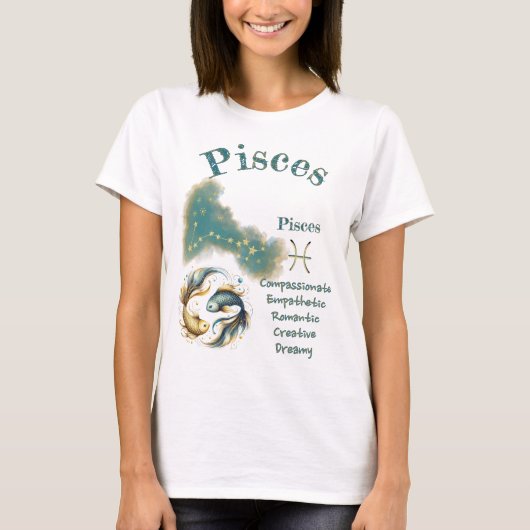 Pisces Zodiac Sign T-Shirt (Voorkant)